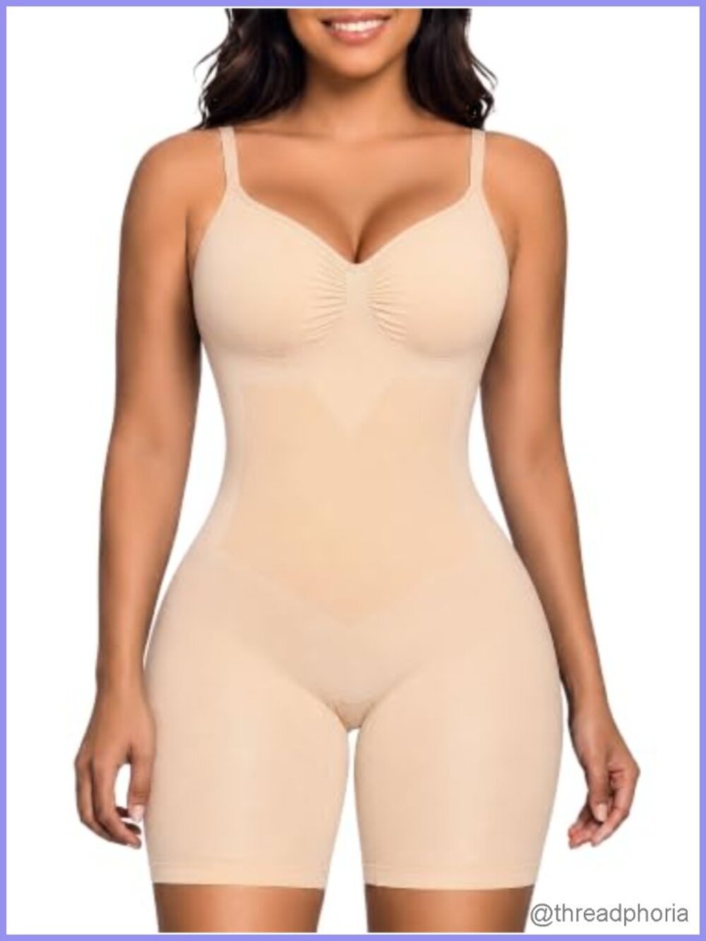 Seamless Shapewear Bodysuit with Tummy Control Panel Open Crotch